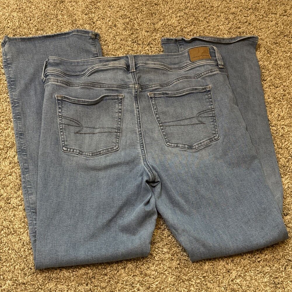 American Eagle Jeans Womens 14 Blue Kick Boot Bootcut Mid Rise Stretch Faded - Picture 10 of 15